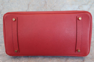 HERMES BIRKIN 35 Ardennes leather Rouge vif □B Engraving Hand bag 500090093