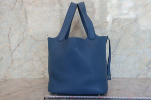 HERMES／エルメス ピコタンロックＭＭ トリヨンクレマンス ブルーアガット X刻印 ハンドバッグ 700080214