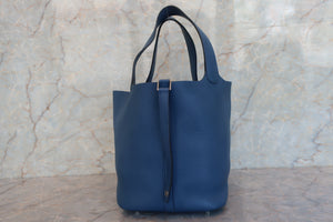 HERMES／エルメス ピコタンロックＭＭ トリヨンクレマンス ブルーアガット X刻印 ハンドバッグ 700080214