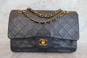 CHANEL Matelasse Double flap double chain shoulder bag Lambskin Black/Gold hadware Shoulder bag 700100022