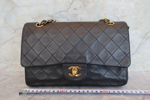 CHANEL Matelasse Double flap double chain shoulder bag Lambskin Black/Gold hadware Shoulder bag 700100022