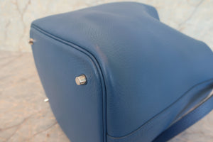 HERMES／エルメス ピコタンロックＭＭ トリヨンクレマンス ブルーアガット X刻印 ハンドバッグ 700080214