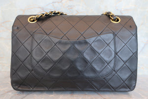 CHANEL Matelasse Double flap double chain shoulder bag Lambskin Black/Gold hadware Shoulder bag 700100022