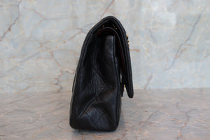 CHANEL Matelasse Double flap double chain shoulder bag Lambskin Black/Gold hadware Shoulder bag 700100022