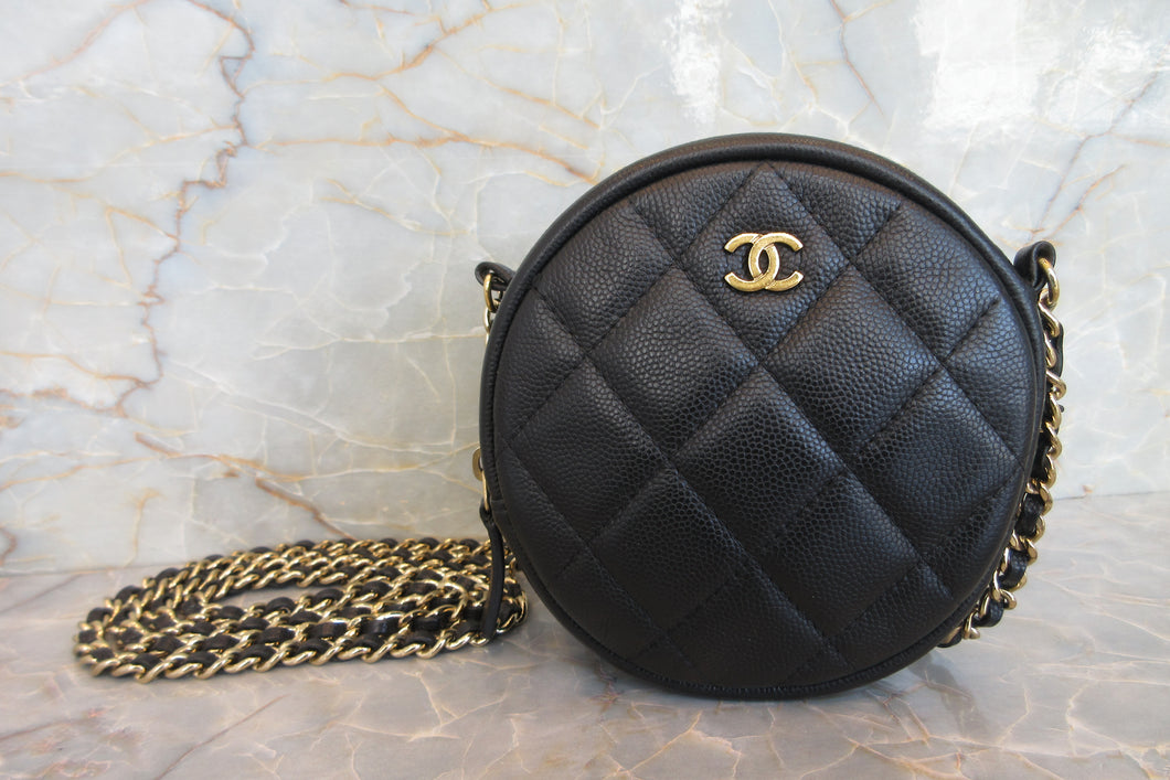 CHANEL/シャネル マトラッセラウンドチェーンショルダーバッグ キャビアスキン ブラック/ゴールド金具 ショルダーバッグ 700070224