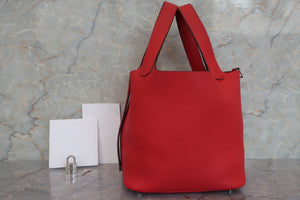 HERMES PICOTIN LOCK PM Clemence leather Rouge tomate X刻印 Hand bag 600090026