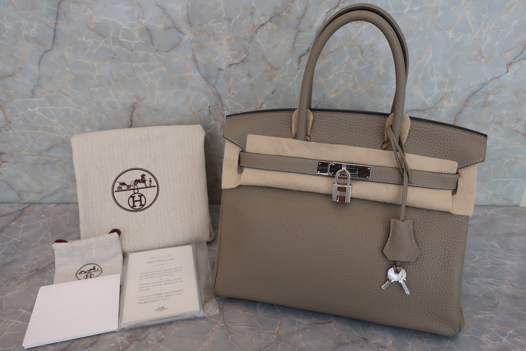 HERMES BIRKIN 30 Clemence leather Sauge X刻印 Hand bag 600070165