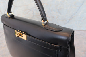 HERMES／エルメス ケリー32 ボックスカーフ ブラック ショルダーバッグ 700080203