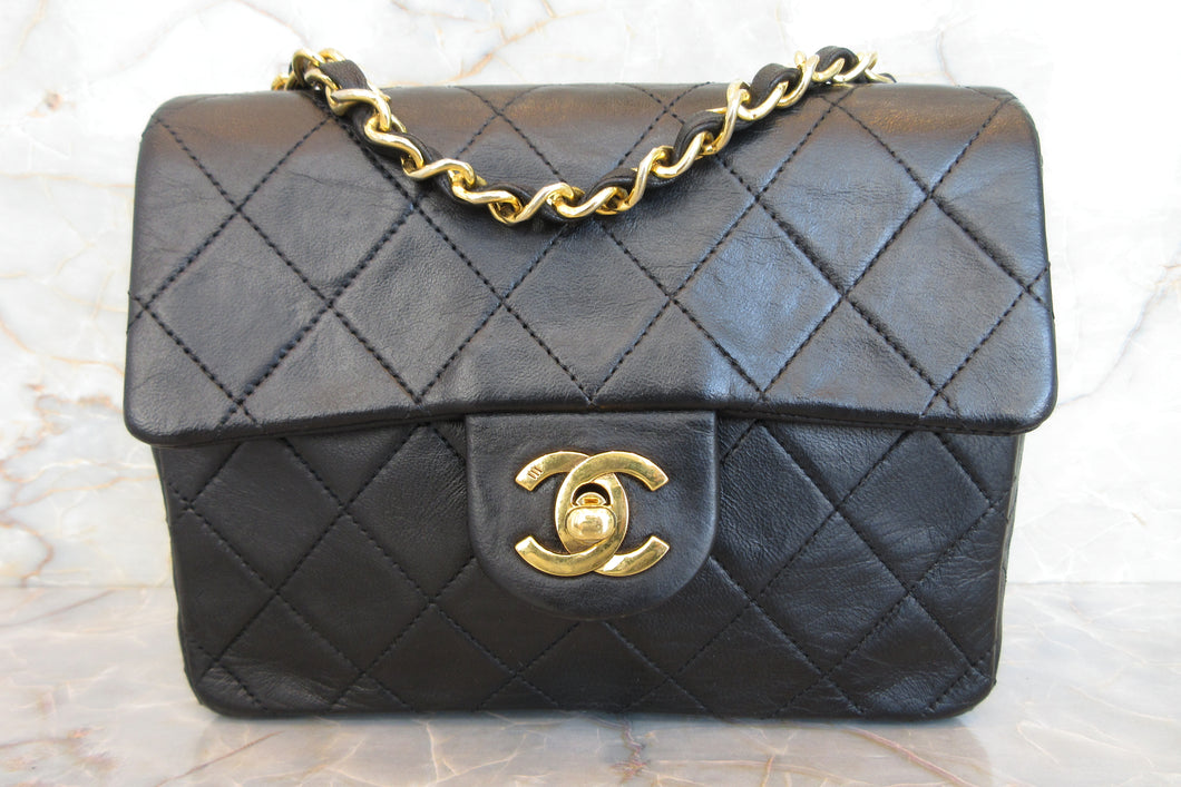 CHANEL/シャネル ミニマトラッセシングルフラップチェーンショルダーバッグ ラムスキン ブラック/ゴールド金具 ショルダーバッグ 700070215