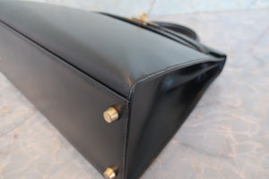 HERMES／エルメス ケリー32 ボックスカーフ ブラック ショルダーバッグ 700080203