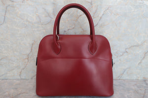 HERMES BOLIDE 31 Box carf leather Rouge H □D Engraving Shoulder bag 600070189