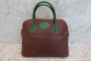 HERMES BOLIDE 35 Graine Couchevel leather Brown/Green 〇V刻印 Shoulder bag 600020037