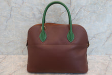 Load image into Gallery viewer, HERMES BOLIDE 35 Graine Couchevel leather Brown/Green 〇V Engraving Shoulder bag 600020037
