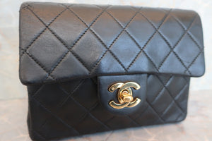 CHANEL Mini Matelasse single flap chain shoulder bag Lambskin Black/Gold hadware Shoulder bag 600090280