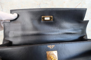 HERMES／エルメス ケリー32 ボックスカーフ ブラック ショルダーバッグ 700080203