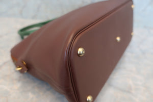 HERMES BOLIDE 35 Graine Couchevel leather Brown/Green 〇V Engraving Shoulder bag 600020037