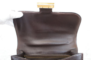 HERMES／エルメス コンスタンス24 リザード ブラウン 〇H刻印 ショルダーバッグ 600120318