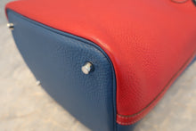 Load image into Gallery viewer, HERMES PICOTIN LOCK CASAQUE MM Clemence leather Rouge casaque/Blue thalassa □P Engraving Hand bag 800080233
