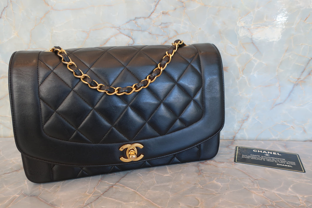 CHANEL  Diana matelasse chain shoulder bag Lambskin Black/Gold hadware Shoulder bag 700050047