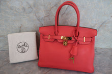 将图片加载到图库查看器，HERMES BIRKIN 30 Clemence leather Rouge pivoine □R刻印 Hand bag 600070146
