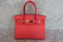 将图片加载到图库查看器，HERMES BIRKIN 30 Clemence leather Rouge pivoine □R刻印 Hand bag 600070146
