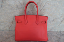 将图片加载到图库查看器，HERMES BIRKIN 30 Clemence leather Rouge pivoine □R刻印 Hand bag 600070146
