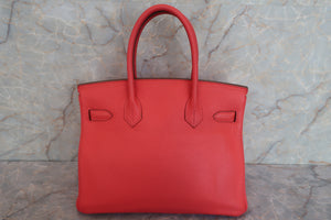 HERMES BIRKIN 30 Clemence leather Rouge pivoine □R刻印 Hand bag 600070146