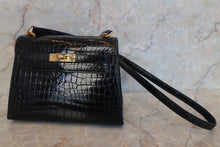 将图片加载到图库查看器，HERMES Mini KELLY 20 Crocodile Porosus Black Shoulder bag 500100049
