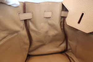 HERMES BIRKIN 35 Clemence leather Tabac camel □L Engraving Hand bag 600050071