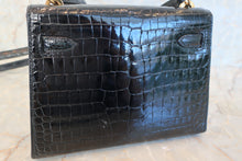 将图片加载到图库查看器，HERMES Mini KELLY 20 Crocodile Porosus Black Shoulder bag 500100049
