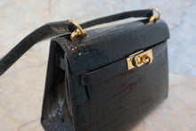 将图片加载到图库查看器，HERMES Mini KELLY 20 Crocodile Porosus Black Shoulder bag 500100049
