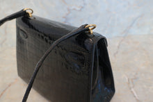 将图片加载到图库查看器，HERMES Mini KELLY 20 Crocodile Porosus Black Shoulder bag 500100049
