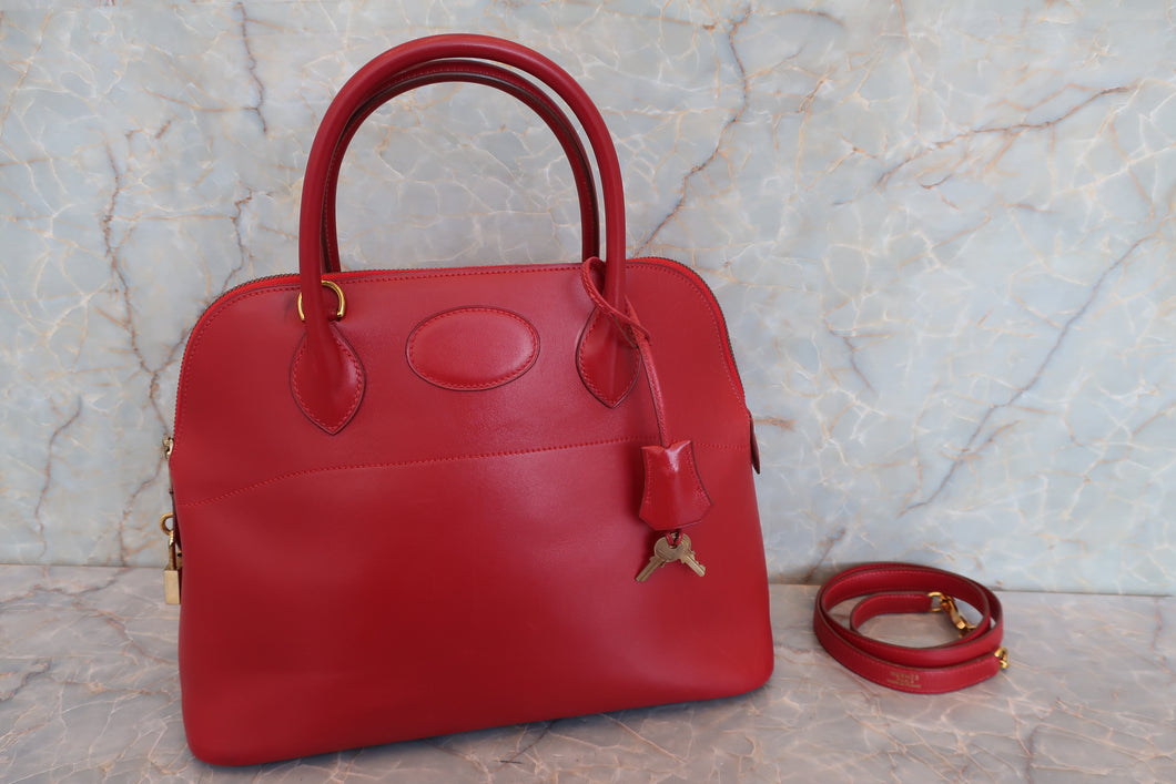 HERMES／エルメス ボリード31 ボックスカーフ ルージュヴィフ 〇X刻印 ショルダーバッグ 700090165