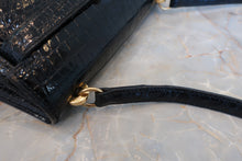 将图片加载到图库查看器，HERMES Mini KELLY 20 Crocodile Porosus Black Shoulder bag 500100049
