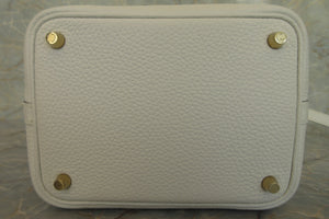 HERMES PICOTIN LOCK PM Clemence leather New white B刻印 Hand bag 700010079