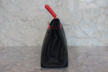 将图片加载到图库查看器，HERMES KELLY 32 Gulliver leather Black/Rouge vif 〇Z刻印 Shoulder bag 800030045
