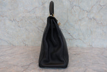 将图片加载到图库查看器，HERMES KELLY 32 Clemence leather Black □A刻印 Shoulder bag 800050071

