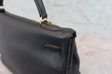 将图片加载到图库查看器，HERMES KELLY 32 Clemence leather Black □A刻印 Shoulder bag 800050071
