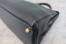 将图片加载到图库查看器，HERMES KELLY 32 Clemence leather Black □A刻印 Shoulder bag 800050071
