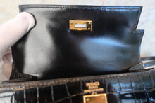 将图片加载到图库查看器，HERMES Mini KELLY 20 Crocodile Porosus Black Shoulder bag 500100049
