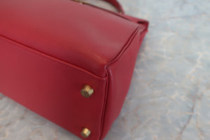 HERMES KELLY 32 Graine Couchevel leather Rouge vif □A Engraving Shoulder bag 600090020