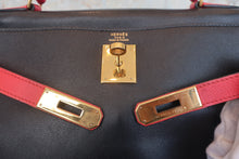 将图片加载到图库查看器，HERMES KELLY 32 Gulliver leather Black/Rouge vif 〇Z刻印 Shoulder bag 800030045
