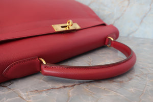 HERMES KELLY 32 Graine Couchevel leather Rouge vif □A刻印 Shoulder bag 600090020