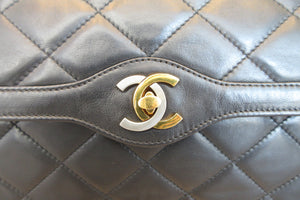 CHANEL/シャネル パリ限定マトラッセダブルフラップチェーンショルダーバッグ ラムスキン ブラック/ゴールド金具 ショルダーバッグ 700070214
