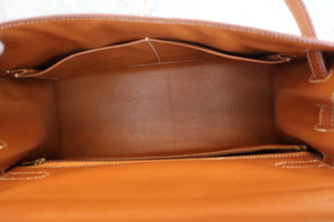 HERMES KELLY 32 Toile H/Graine Couchevel leather Beige/Gold 〇V刻印 Shoulder bag 600060051