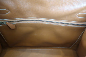 HERMES KELLY 32 Toile H/Graine Couchevel leather Beige/Gold 〇V Engraving Shoulder bag 600060051