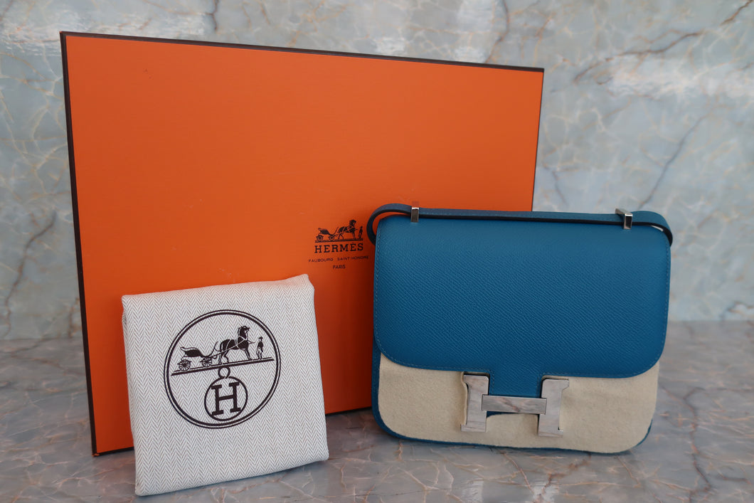 HERMES／エルメス コンスタンス3 ミニ ヴォーエプソン ブルーイズミール □R刻印 ショルダーバッグ 700040233