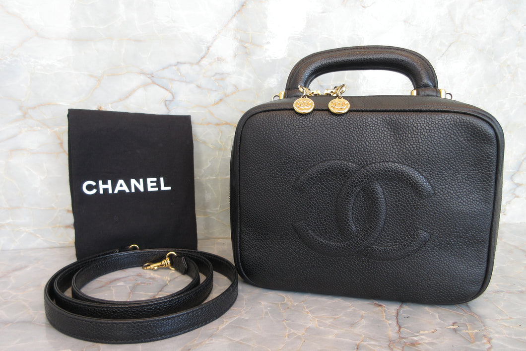 CHANEL/シャネル ココマーク2WAYチェーンショルダーバッグ キャビアスキン ブラック/ゴールド金具 バニティ 700070227