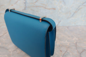 HERMES／エルメス コンスタンス3 ミニ ヴォーエプソン ブルーイズミール □R刻印 ショルダーバッグ 700040233