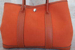 HERMES GARDEN PARTY TPM Toile officier/Leather Potiron orange □I刻印 Shoulder bag 600070163